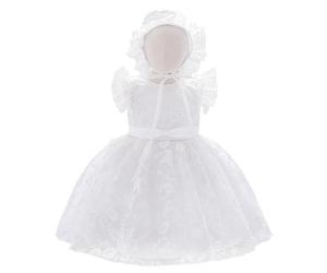 Lito Angels Baby Mädchen Taufkleid, Weiß, 6-12 Monate/74/80