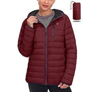 Little Donkey Andy Daunenjacken Damen Leichte Steppjacke Winddichte Warme Winterjacke Outdoor Kapuzenjacke Dunkelrot XS