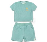 Little Dutch Bekleidungsset Strandoutfit T-Shirt und Shorts Frottee Kind (Gr. 86/92) - Seashells Surf Blue