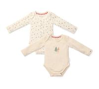 Little Dutch Body langarm - 2er Pack - in Geschenkverpackung - Baby Body mit Druckknöpfen - Little Christmas - Weihnachten Beige (Gr. 62/68)