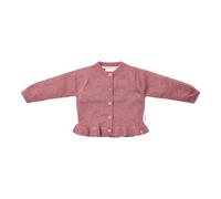 Little Dutch Cardigan Strickjacke - mit Knöpfen in Holz-Optik und Rüschen - für Mädchen - Baumwolle - Glitzer - Fairy Garden Rouge rosa (Gr. 86)