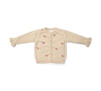 Little Dutch Cardigan Strickjacke - mit Knöpfen in Holz-Optik und Rüschen - für Mädchen - Blumenmuster - Baumwolle - Fairy Garden Sand beige (Gr. 98)