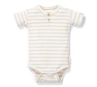 Little Dutch CL24220012 Body kurzarm gestreift - Newborn Naturals sand/weiß (Gr. 74)