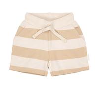 Little Dutch Kinder Kurze Hose Shorts - für Jungen - mit Streifen - Baumwolle - Forest Friends - Biscuit Stripe - beige/weiß (Gr. 98)