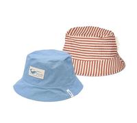 Little Dutch Kinder Sonnenhut Kindersonnenhut - Fischerhut Wendehut - für Jungen - Ocean Splash - blau, orange und weiß (Gr. 1-2 Jahre)