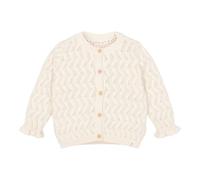 Little Dutch Kinder Strickjacke Cardigan - für Mädchen - mit Rüschen und Knöpfen in Holzoptik - Baumwolle - Fairy Garden - Creme (Gr. 86)