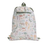 Little Dutch Kinder Turnbeutel - Ziehbeutel - Sportbeutel - für Jungen und Mädchen - Unisex - Safari Friends - weiß/grün