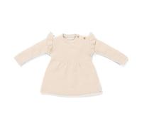 Little Dutch Kleid Strickkleid gestrickt langärmlig mit Rüschen Baby Mädchen (Gr. 68) Sand - Newborn Naturals