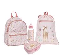 Little Dutch Set Rucksack, Turnbeutel & Brotdose & Trinkflasche Pop-up für Kinder rosa - Fairy Garden