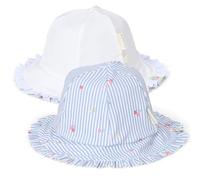 Little Dutch Sonnenhut Kindersonnenhut mit Rüschen wendbar Mädchen Kinder (Gr. 2-4 Jahre) blau weiß - Sunny Flowers