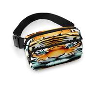 Little Fat Tiger Head Bauchtasche mit verstellbarem Riemen, modische Hüfttasche für Outdoor-Sport, Wandern, weiß, 20 x 13 cm, voll bedruckte Hüfttasche