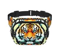 Little Fat Tiger Head bedruckte modische Crossbody-Tasche, Wander-Hüfttasche, quadratisch, doppellagig, Reise- und Fitness-Umhängetasche