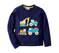 Little Hand Jungen Langarmshirt Bagger Shirt Kinder Traktor Bulldozer Langarm Tops 2-7 Jahre (Bagger-Bulldozer, 92)