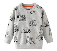 Little Hand Kinder Sweatshirt Pullover Jungen Langarm Tops Auto Bagger Dinosaurier Winter Warm Oberteile Alter 2-7 Jahre Gr.92-122