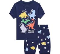 Little Hand Kinderschlafanzug Jungen Kurzarm Dinosaurier Schlafanzug Shorts Sommer Frühling Baumwolle Glow-in-The-Dark Größe 92