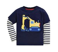 Little Hand Langarmshirt Jungen Bagger Pullover Kinder, Traktor Kinder Dinosaurier Bagger Baumwolle Kinder Langarm Shirt Jungen Tops 2-7 Jahre Blau-Bagger,116