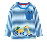 Little Hand Langarmshirt Jungen Bagger Pullover - Traktor Kinder Giraffe Bagger Elephant Baumwolle Langarm Shirt 104