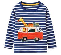 Little Hand Langarmshirt Jungen Bagger Pullover, Traktor Kinder Giraffe Elephant Baumwolle Langarm Shirt 98