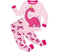 Little Hand Mädchen Ensemble de Pyjama à Manches Longues à imprimé Dessin animé Pour Filles Pyjama-Sets, Dinosaure 1, 1-2 ans
