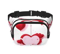Little Red Heart Printed Fashion Crossbody Bag Hiking Waist Bag Square Double Layer Travel and Fitness Shoulder Bag