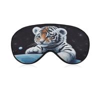 Little Tiger im Weltraum Schlafmaske Augenmaske Augenmasken für Schlaf Schlafmasken für Frauen Männer Reise Augenmaske Verstellbare Schlafmaske Schlafmaske Verdunkelung Niedliche Schlafmaske