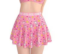 LittleForBig Damen Hoher Taille Elastischer Minirock Plus Size Friendly - Usagi Sporty Rosa XXL