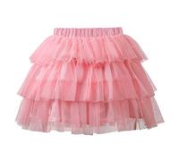 LittleForBig Damen Mesh Tüll Puffy Petticoat Tutu Ballett Bubble Rock Kurzer Ballerina Rock Rosa S