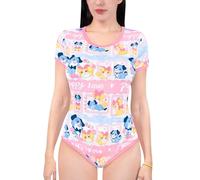 LittleForBig Seidiger Strampler Onesie Schlafanzug Bodysuit - Puppy Love Little Blue Strampler Rosa S