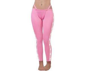 LittleForBig Y2K Leggings mit Thong-Träger Sissy-Print Sportstreifen | Integriertes Camel-Toe-Polster, Tucking-Gaff, seitlicher Sissy-Print, verstellbare Stringträger, seidig-weich und bequem