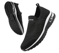 Littleplum Damen Slip On Sneakers Leicht Turnschuhe Bequem Atmungsaktiv Mesh Sneakers Damen Sportschuhe,B Schwarz Weiß,37 EU