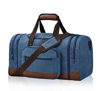 Litvyak Reisetasche für Reisen, Segeltuch, Reisetasche, Übernachtung, Wochenende, Fitnessstudio, Handgepäck für Damen und Herren, Blau, 50L, Erweiterbare Reisetasche