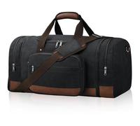 Litvyak Reisetasche für Reisen, Segeltuch, Reisetasche, Übernachtung, Wochenende, Fitnessstudio, Handgepäck für Damen und Herren, Schwarz, 60L, Erweiterbare Reisetasche