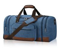 Litvyak Reisetasche für Reisen, Segeltuch, Reisetasche, Übernachtung, Wochenende, Fitnessstudio, Handgepäck für Damen und Herren, Blau, 60L, Erweiterbare Reisetasche