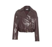 LIU JO - Cropped Biker Jacket In Glossy Faux Leather - Größe 46 - grau