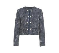 LIU JO - Cropped Bouclé Blazer With Frayed Edges - Größe 46 - grau