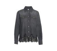 LIU JO - Denim Shirt With Lace Trim - Größe 42 - grau