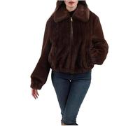 LIU JO - Cropped Chocolate Brown Faux Fur Coat - Größe 46 - schwarz