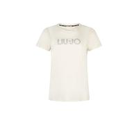 LIU JO SPORT T-Shirt mit Rundhalsausschnitt und Ziersteinbesatz in Offwhite, Größe S