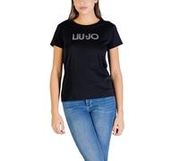 LIU JO SPORT T-Shirt mit Rundhalsausschnitt und Ziersteinbesatz in Black, Größe XL