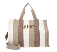 Liu Jo Handtasche Striped Canvas, Sand, 40 x 30 x 20 cm, mit verstellbarem und abnehmbarem Schultergurt, Reißverschluss