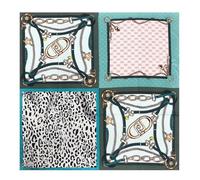 Liu Jo Jeans Foulard 4 Quadrate 120x120 aus fließendem Stoff mit Patchwork-Print mit Logo-Print Pink, Dark Jade, Einheitsgröße