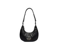 Liu Jo Kleine Schultertasche, schwarz, aus Kunstleder mit goldenem Logo, Reißverschluss