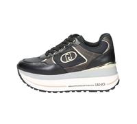 LIU JO BF5011 Maxi Wonder Plus Black Fashion Sneakers für Damen aus Leder und Keilabsatz, Schwarz , 38 EU