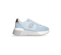 LIU JO BA5049 Amazing Portofino Damen-Sneakers aus Nubuk und hellblauem Stoff, hoher Keilabsatz, himmelblau, 38 EU