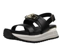Liu Jo Sportsandalen für Damen, weiße Plattform, schwarze Streifen mit Schnalle, rutschfeste Sohle, Schwarz , 37 EU