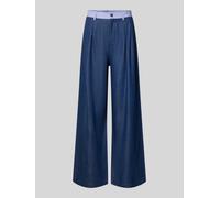 Liu Jo White Wide Leg Pants mit Eingrifftaschen in Dunkelblau, Größe 36
