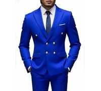 LIUHLFSR Anzug (Blazer + Weste + Hose) Herren Gentleman Business Zweireihiger Einfarbiger Bankett-Gastgeber-Freizeitanzug(Blue,US XXS Asian 4XL)