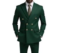 LIUHLFSR Anzug (Blazer + Weste + Hose) Herren Gentleman Business Zweireihiger Einfarbiger Bankett-Gastgeber-Freizeitanzug(Green 001,US XXS Asian XL)