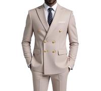LIUHLFSR Anzug (Blazer + Weste + Hose) Herren Gentleman Business Zweireihiger Einfarbiger Bankett-Gastgeber-Freizeitanzug(White001,US XXS Asian 4XL)