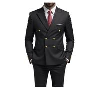 LIUHLFSR Anzug (Blazer + Weste + Hose) Herren Gentleman Business Zweireihiger Einfarbiger Bankett-Gastgeber-Freizeitanzug(Black,US XXS Asian M)